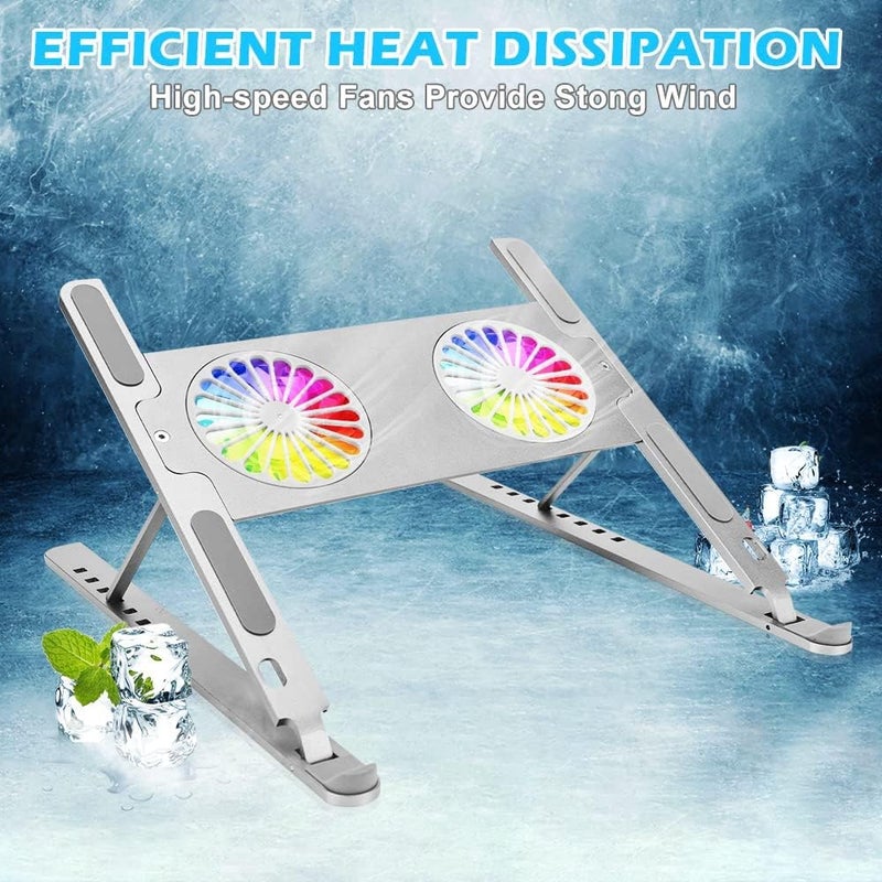 Adjustable Laptop Stand with Cooling Pad and RGB Fans for 10 - 17 . 3" Notebooks - Image 5