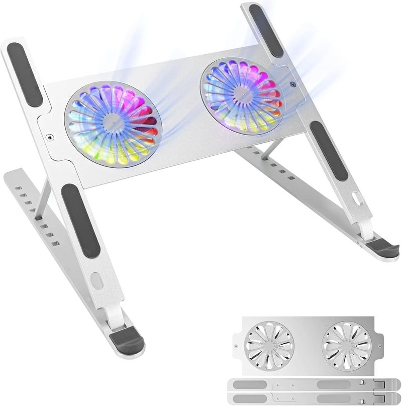 Adjustable Laptop Stand with Cooling Pad and RGB Fans for 10 - 17 . 3" Notebooks - Image 1