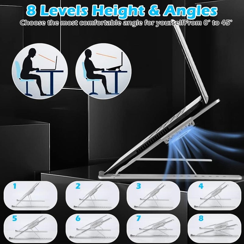 Adjustable Laptop Stand with Cooling Pad and RGB Fans for 10 - 17 . 3" Notebooks - Image 4