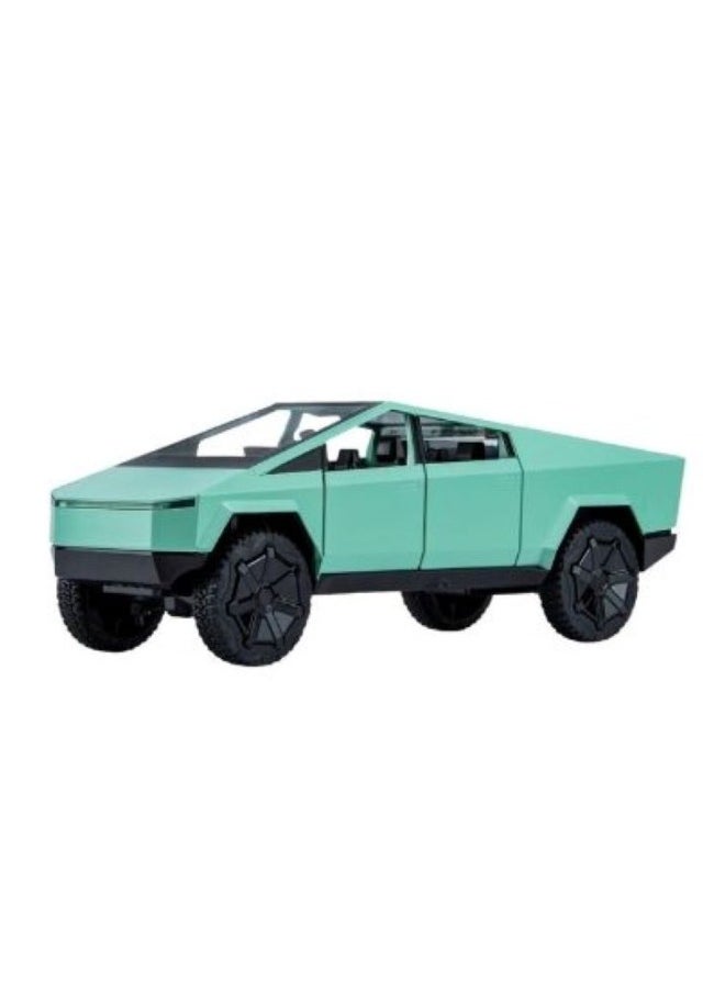 XHD - Toy Pickup Truck 1/24 Cybertruck Die-cast Metal Model Car, With Sound and Light Pull Back, Suitable for Children Aged 3 and Above as Birthday Gifts (GREEN) - Image 1
