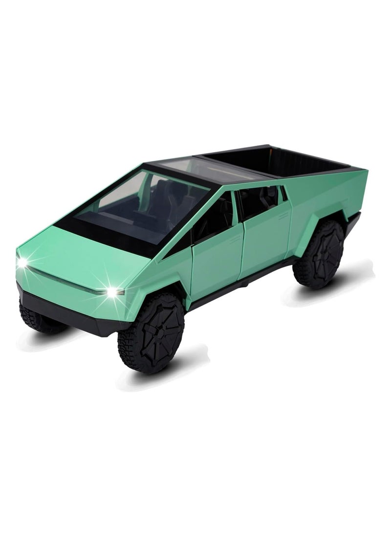 XHD - Toy Pickup Truck 1/24 Cybertruck Die-cast Metal Model Car, With Sound and Light Pull Back, Suitable for Children Aged 3 and Above as Birthday Gifts (GREEN) - Image 1