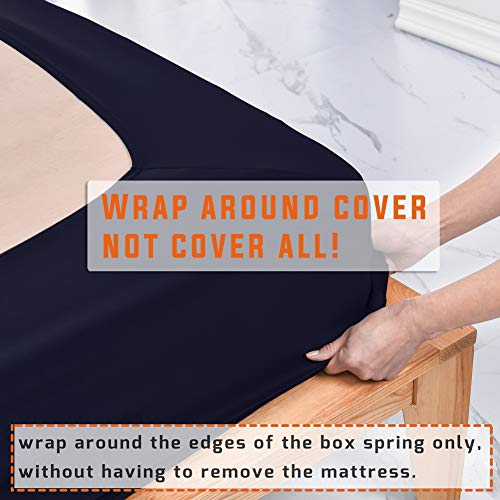 Twin Six Premium Box Spring Cover Update Bed Skirt Wrap Around Cover, Mattress Cover (Navy Blue, Twin/Twin XL) - Image 2
