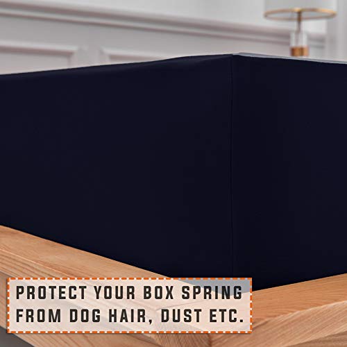 Twin Six Premium Box Spring Cover Update Bed Skirt Wrap Around Cover, Mattress Cover (Navy Blue, Twin/Twin XL) - Image 4