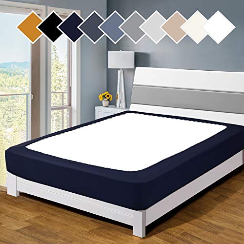 Twin Six Premium Box Spring Cover Update Bed Skirt Wrap Around Cover, Mattress Cover (Navy Blue, Twin/Twin XL) - Image 1