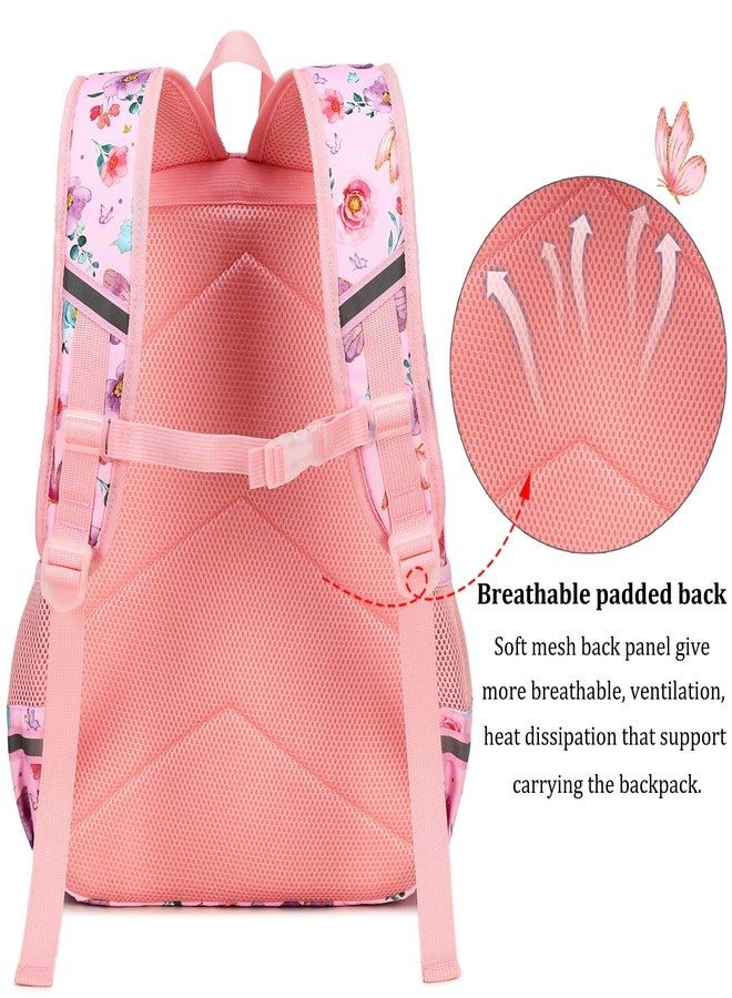 DSIUE Kids Backpack for Girls Elementary BookBags Teens Middle School Backpack with Lunch Box Butterfly Pink - Image 5