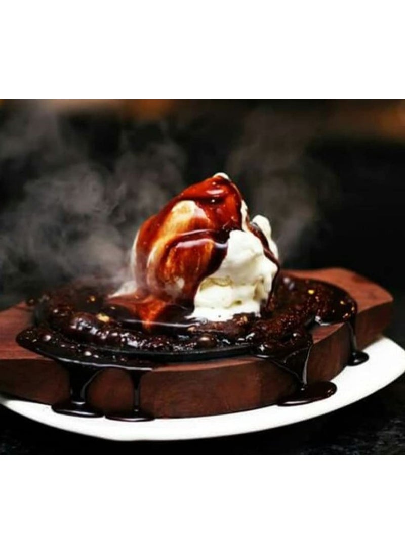 ViaZAID ViaZAID Cast Iron Steak Plate Sizzler Sizzling Plate with Wooden Base Hot Plate Gripper Steak Pan Grill Fajita Server Plate for Restaurant Home Kitchen Cooking__Brownie Sizzler 5 inch  - Image 5