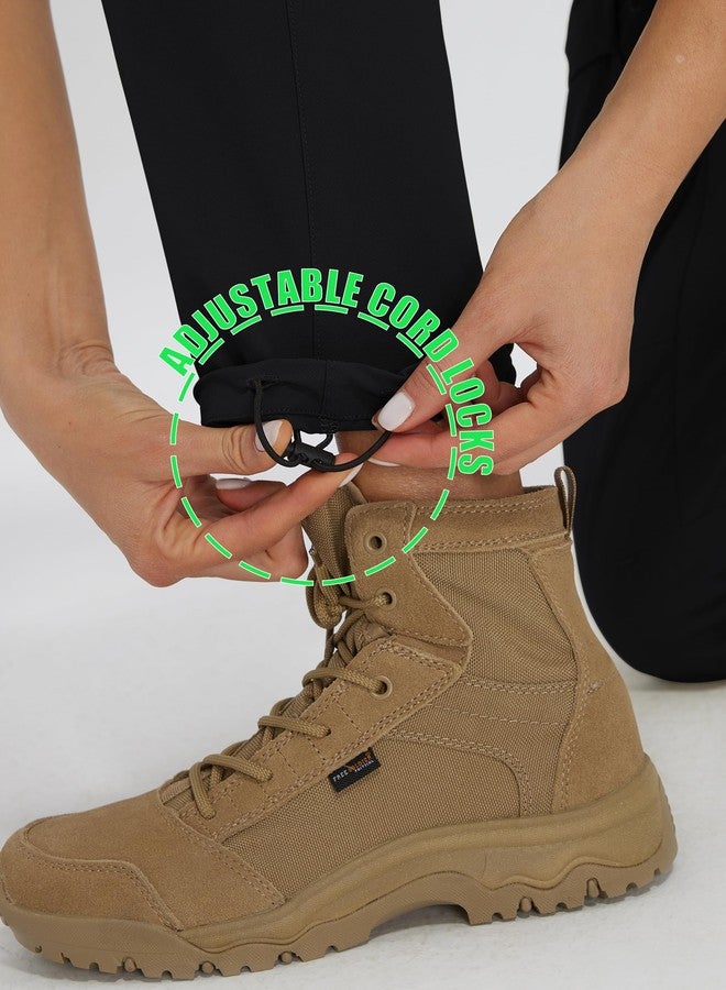 Libin Womens Cargo Hiking Pants Quick Dry Lightweight Elastic Waist Outdoor Travel Casual Athletic Jogging, Black, M - Image 4