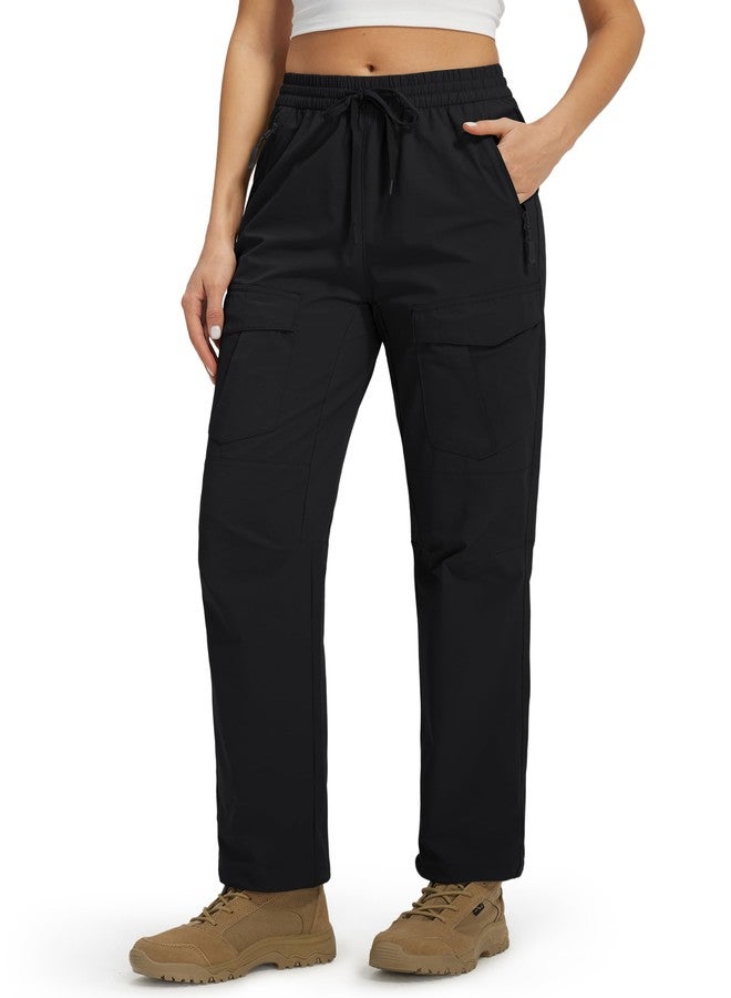 Libin Womens Cargo Hiking Pants Quick Dry Lightweight Elastic Waist Outdoor Travel Casual Athletic Jogging, Black, M - Image 1