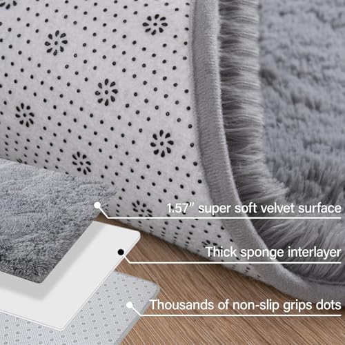 Merelax Soft Modern Indoor Large Shaggy Rug for Livingroom Bedroom Dorm Kids Room Home Decor, Non-Slip Plush Fluffy Furry Fur Area Rugs Comfy Nursery Accent Floor Carpet 9x12 Feet, Grey - Image 4