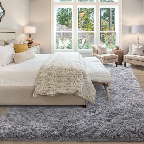 Merelax Soft Modern Indoor Large Shaggy Rug for Livingroom Bedroom Dorm Kids Room Home Decor, Non-Slip Plush Fluffy Furry Fur Area Rugs Comfy Nursery Accent Floor Carpet 9x12 Feet, Grey - Image 2