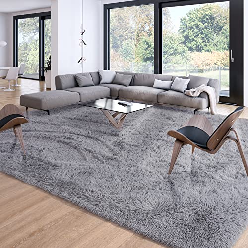 Merelax Soft Modern Indoor Large Shaggy Rug for Livingroom Bedroom Dorm Kids Room Home Decor, Non-Slip Plush Fluffy Furry Fur Area Rugs Comfy Nursery Accent Floor Carpet 9x12 Feet, Grey - Image 1