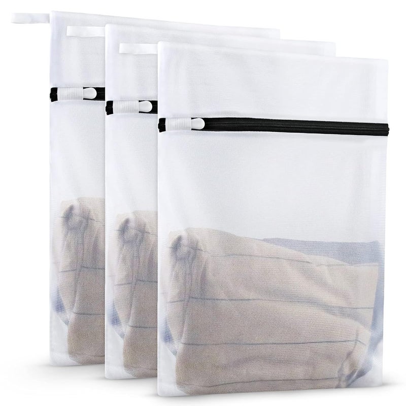 TUTUDOW TUTUDOW Set Of 3 Durable Mesh Laundry Bags For DelicatesHave Hanger Loops 3 Medium 16 X 12 Inches white - Image 1