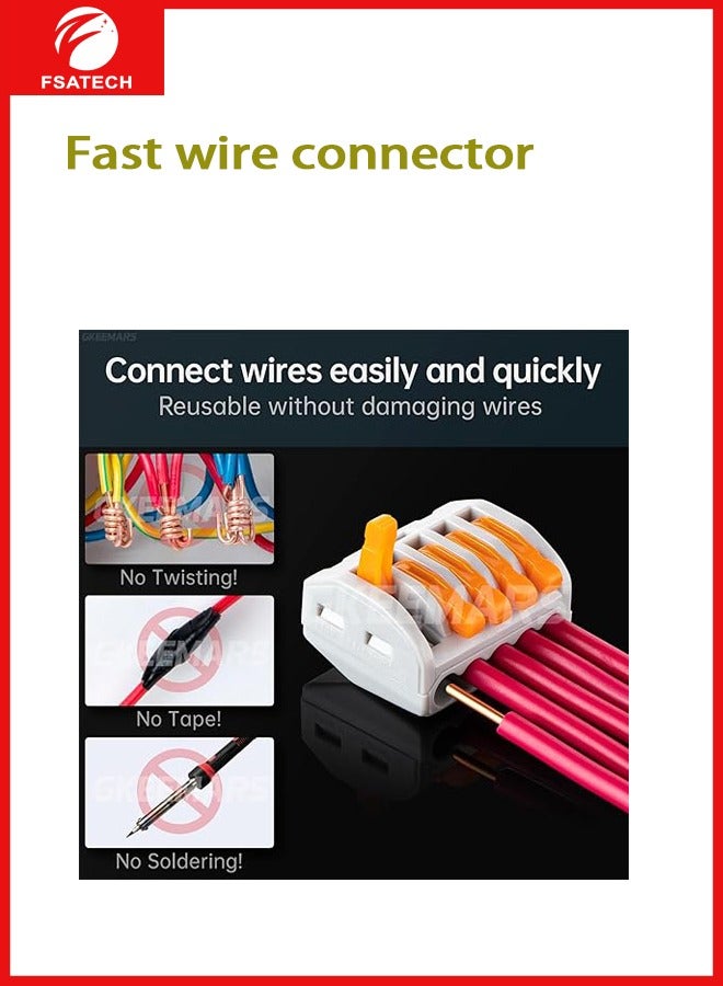FSATECH 10 قطع من الأسلاك القابلة للتوصيل بدون لحام مقسم الأسلاك محطة سريعة 1 في 7 خارج أحادية اللون - Image 4