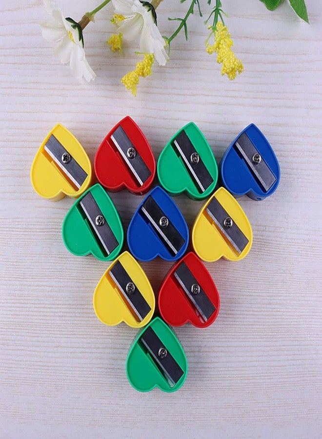 ccHuDE 50 Pcs Mini Colorful Heart Pencil Sharpeners Manual Handheld Pencil Sharpeners for Kids - Image 2