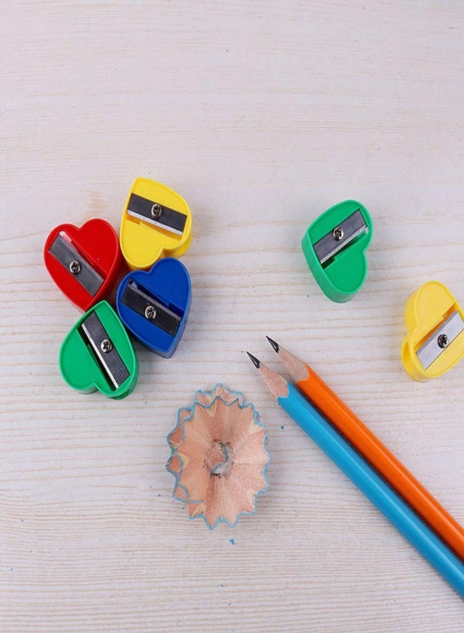 ccHuDE 50 Pcs Mini Colorful Heart Pencil Sharpeners Manual Handheld Pencil Sharpeners for Kids - Image 4