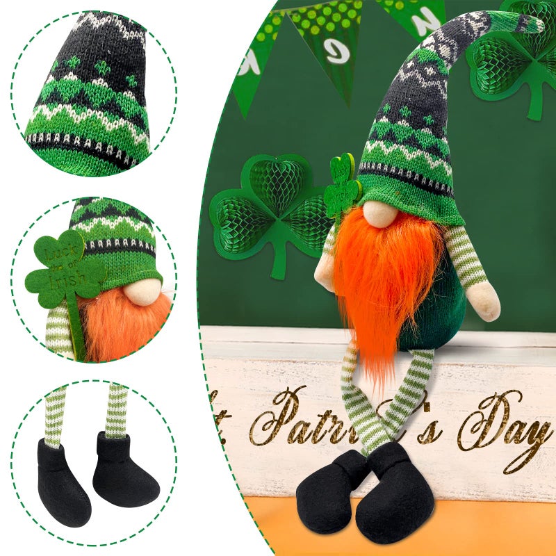 Teeker St Patricks Day Decorations - St Patricks Day Decor - Leprechaun Doll, St Patricks Day Gnomes Decorations for Home - St. Patricks Day Table Centerpiece - Irish Gifts - Image 3