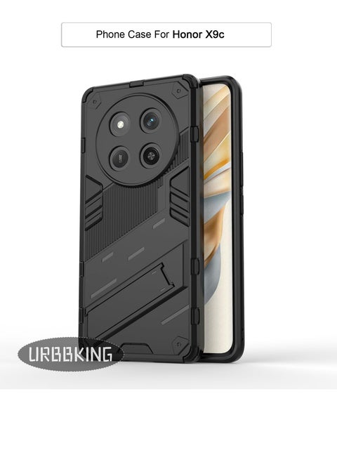 Hard Rugged Cover Heavy Duty Armor with Kickstand Holder For Honor X9c Black