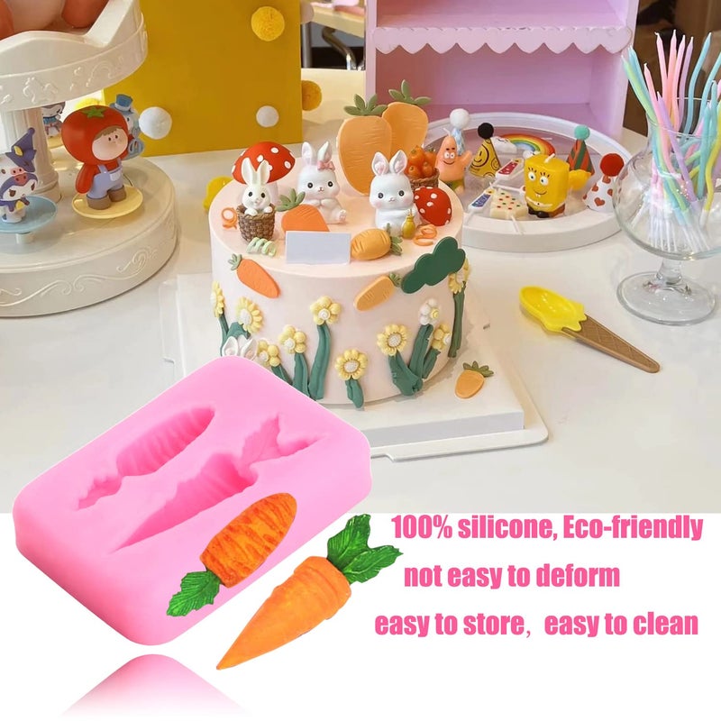 ZiXiang Easter Fondant Molds Rabbit Silicone Molds Carrot Chocolate Mold Bunny Flower Candy Mold For Cake Decorating Cupcake Topper Polymer Clay Gum Paste Set Of 6 - Image 5
