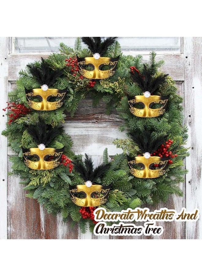 Charniol 24 Pieces Mini Masks Masquerade Mini Mask Small Masquerade Mask Cake Toppers Decorative Mini Mask Mardi Gras Party Decor (Black) - Image 1