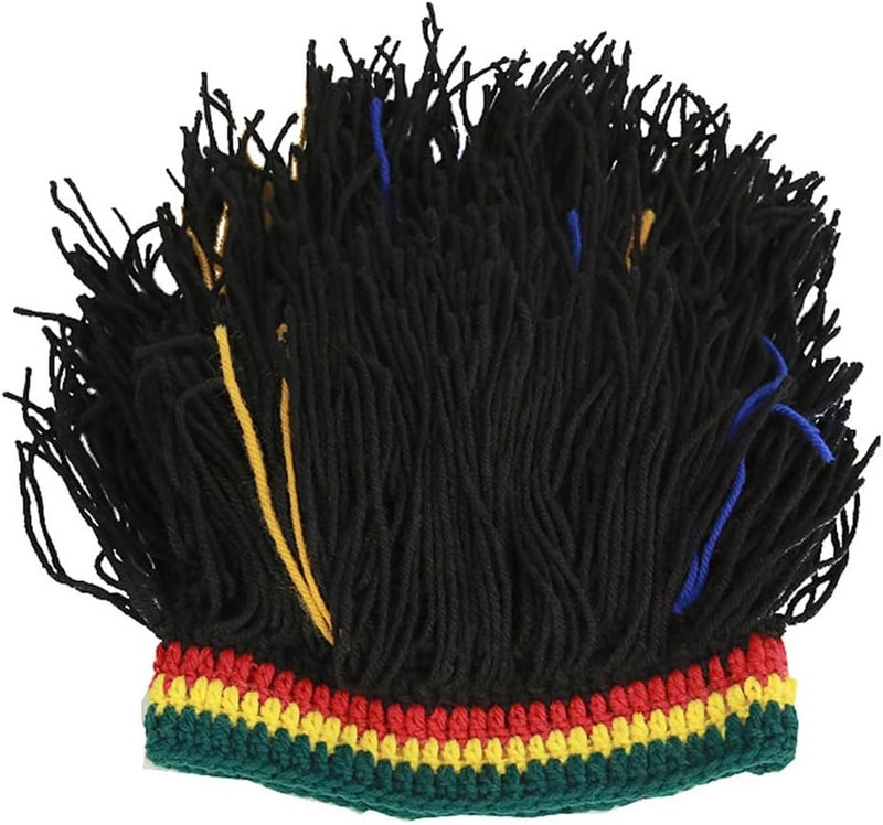 Kirmoo Funny Rasta Wig Beard Hats Knitted Jamaican Rasta Beanie Hat with Dreadlocks Christmas Halloween for Men Women - Image 4