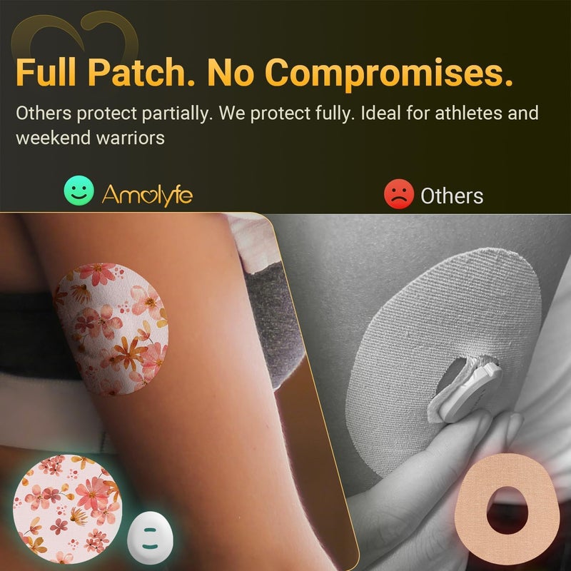 Amolyfe Dexcom G7 Over Patches with Flowers, Amolyfe 10-Pack Dexcom Stelo Adhesive Patches Waterproof Bump-Proof with Hard Cap, Breathable, Medical Adhesive, 15-Day CGM Protection (G.Flower) - Image 3