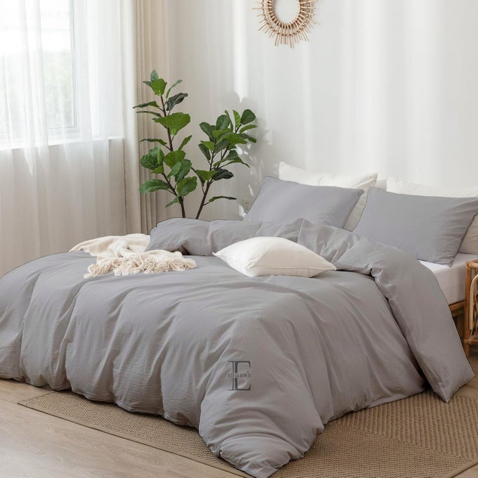 BRUSHED MICROFIBER DOUBLE BED DUVET COVER SETCOMFORTER COVERRAJAI COVERBLANKET COVER 90X100 INCHES QUILT COVER DOUBLE BED WITH ZIPPER PILLOW COVER SILVER