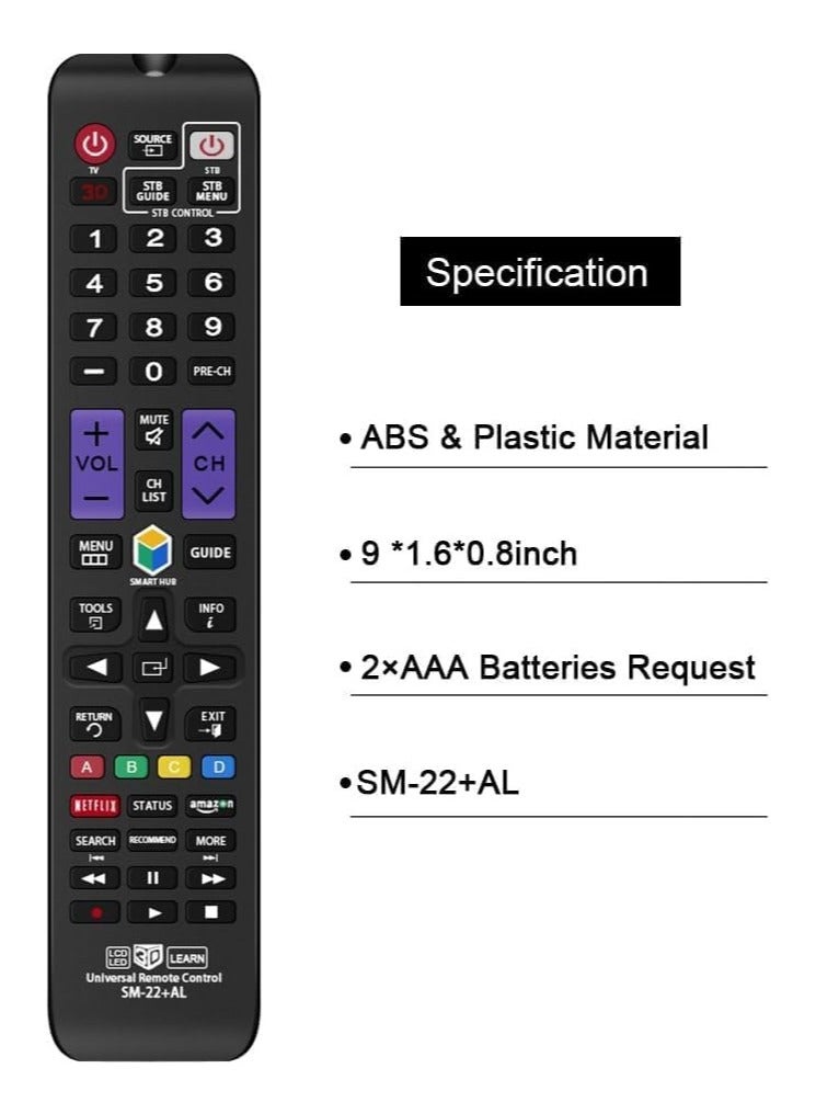 Universal Remote Control Compatible Replacement for Samsung TV/ 3D/ LCD/LED/HDTV/Smart TV, AA59-00666A BN59-01178W BN59-01199F AA59-00638A AA59-00637A AA59-00594A AA59-00600A - Image 5