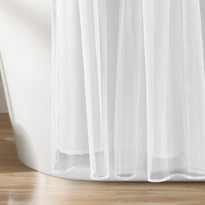 Lush Decor Lush Decor Tulle Skirt Colorblock Shower Curtain  72"" x 72""  Light Gray & White - Image 3