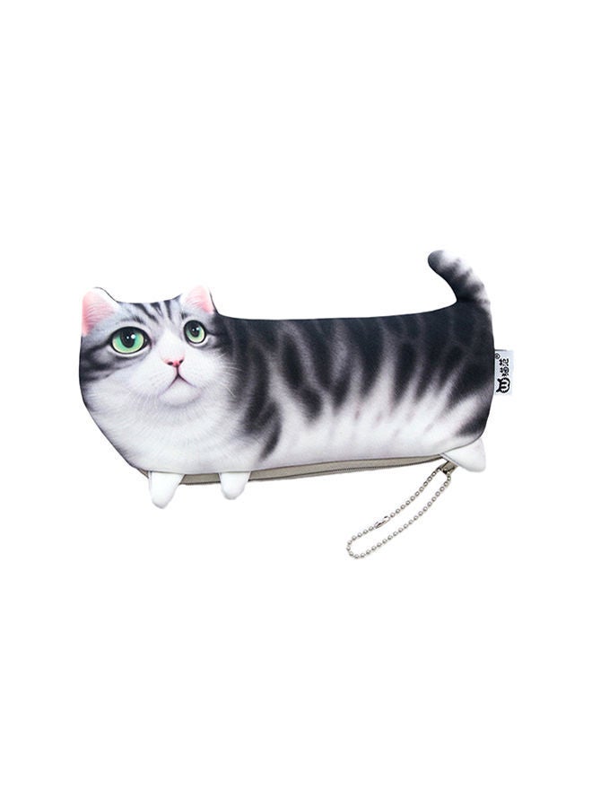 NIBEMINENT Kawaii Simulation Cartoon Cat Pencil Case Grey