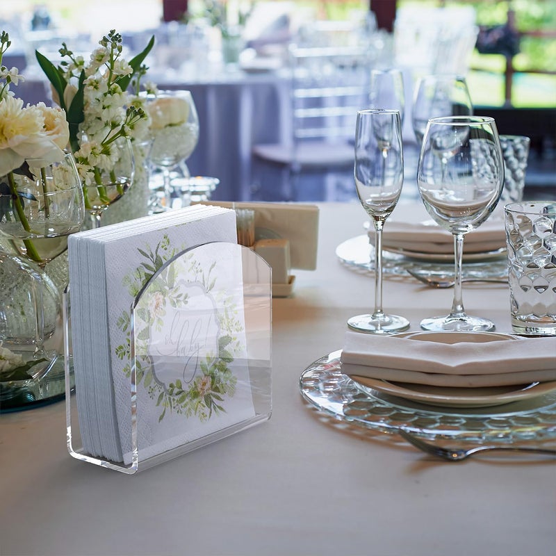 PITBVO Napkin Holder, 2 Pack Clear Acrylic Napkin Tissue Holder for Table,Tissue Paper Cocktail Napkin Holder for Kitchen, Dinner Napkin Dispenser for Bar, Restaurant - Image 4