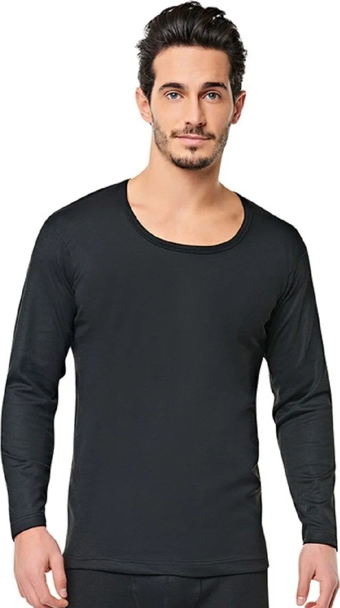 VB Butik VB Boutique Tutku Men's Thermal Underwear Top Long Undershirt Black