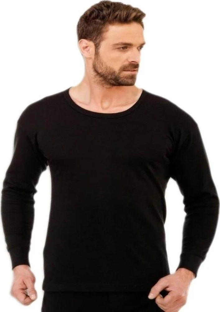 VB Butik VB Boutique Tutku Men's Thermal Underwear Top Long Undershirt Black