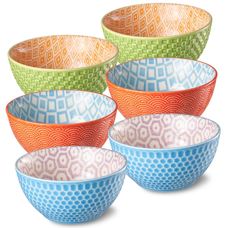 Meideal 12 Oz Dessert Bowls Set of 6, 4.8 Inch Small Porcelain Ice Cream Bowls Set, Colorful Ceramic Cereal Bowls for Side Dishes, Dip, Snack, Rice, Soup, Portion, Fruits, Microwave and Dishwasher Safe - Image 1