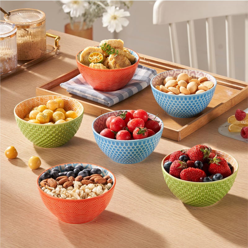 Meideal 12 Oz Dessert Bowls Set of 6, 4.8 Inch Small Porcelain Ice Cream Bowls Set, Colorful Ceramic Cereal Bowls for Side Dishes, Dip, Snack, Rice, Soup, Portion, Fruits, Microwave and Dishwasher Safe - Image 3