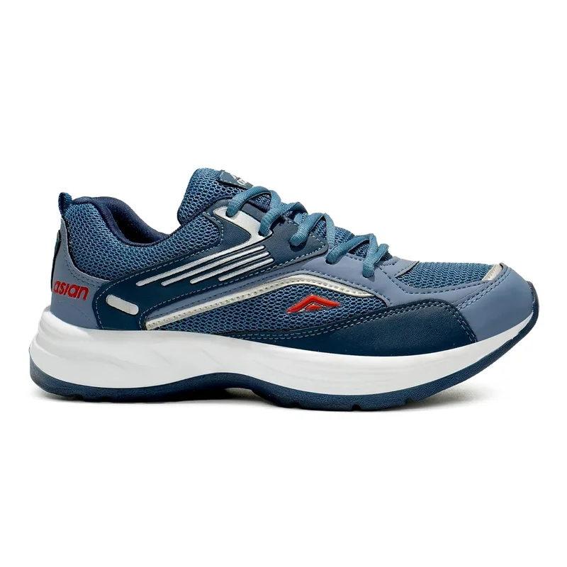 Asian Slate Blue Lace Up Running Shoes for Men