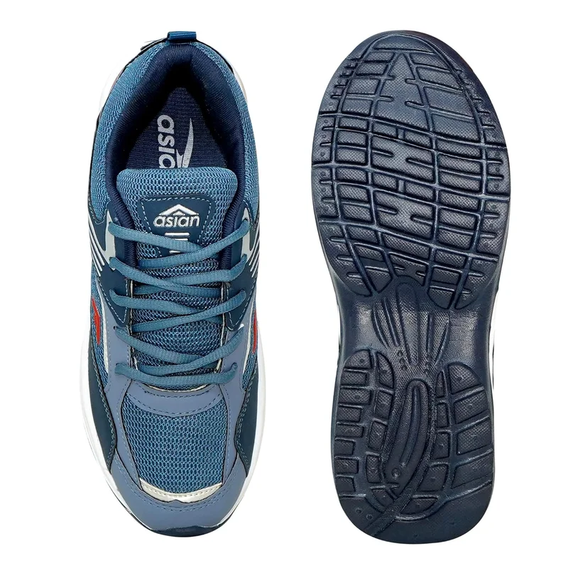 Asian Slate Blue Lace Up Running Shoes for Men