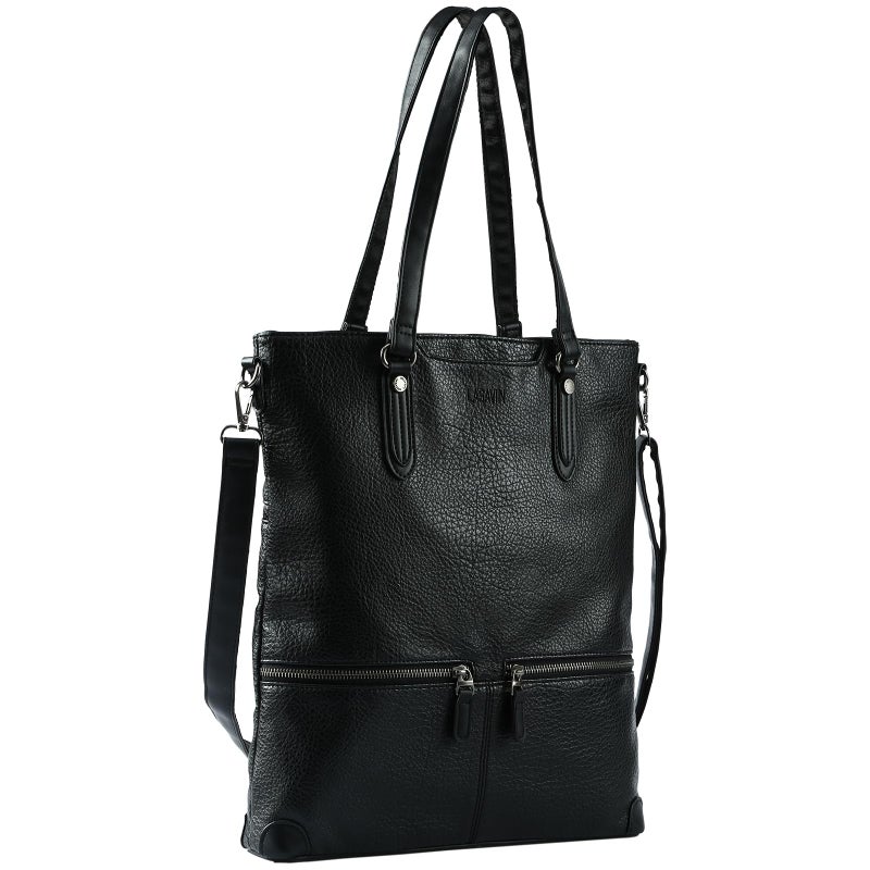 Lasaviin Laptop Tote Bag Fashionable Lightweight Leather Work Tote Crossbody Bag Purse Handbags for Work Office Business School Travel Black - Image 2