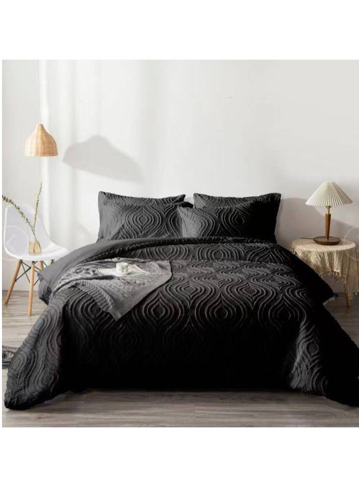 طقم غطاء لحاف من 6 قطع، طقم فراش هندسي مبطن، مصنوع من ألياف دقيقة كاتيونية، ناعم وجيد التهوية