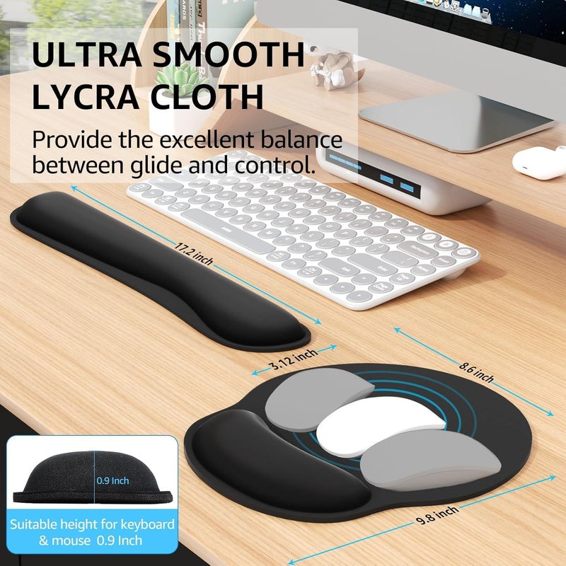 SCIENISH Memory Foam Wrist Rest Pad and Mouse Wrist Rest Support Cushion for Working Gaming Office Computer Laptop Mac-Set of 2, One Size (Ergonomic 3pcs) - Image 5
