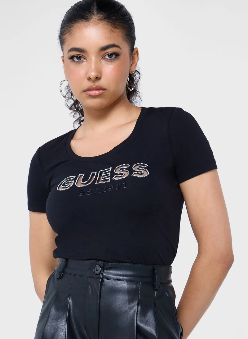 GUESS Crew Neck Logo T-Shirt