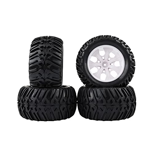 Rowiz 4X OD 130mm RC Tires 1/10 Monster Truck Tires &12mm HEX Wheel Rim Hub for HSP Stampede Redcat Arrma Exceed RC etc, White - Image 1