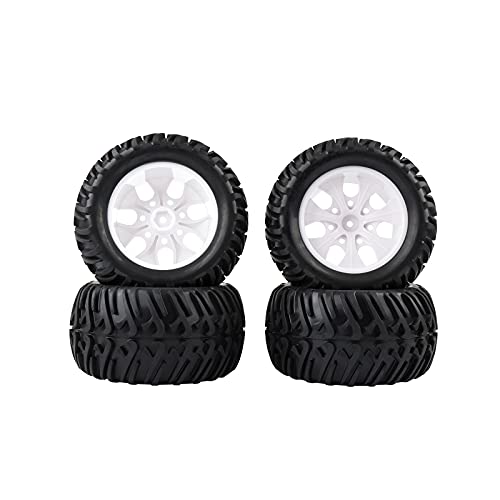 Rowiz 4X OD 130mm RC Tires 1/10 Monster Truck Tires &12mm HEX Wheel Rim Hub for HSP Stampede Redcat Arrma Exceed RC etc, White - Image 2