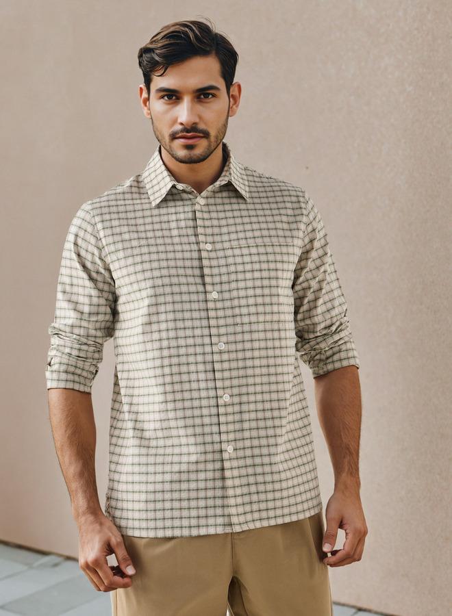 ايكونيك قميص كاروهات كلاسيكي بقصة عادية وياقة - Image 1