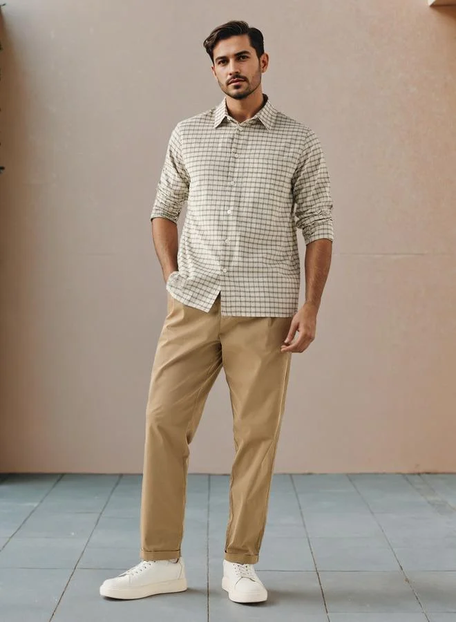 Iconic Iconic Regular Fit Checked Shirt with Collar