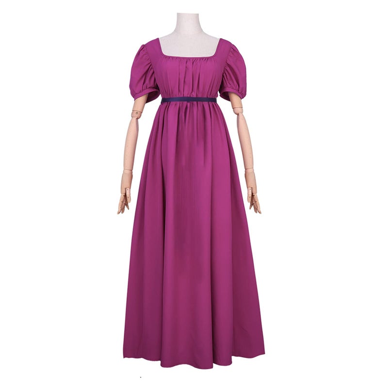 HEQU Regency Dresses for Women with Satin Sash Ruffle Empire Waist Dress Gown (3XL, Mulberry) - Image 3