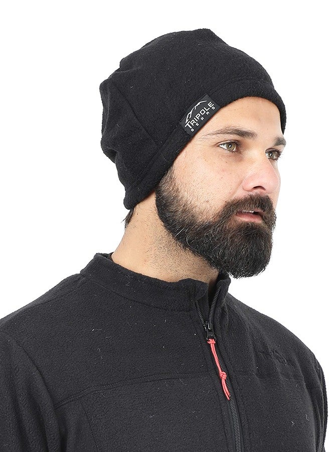 Tripole Unisex Winter Fleece Cap (Black, Free Size) - Image 3