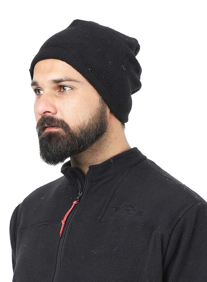 Tripole Unisex Winter Fleece Cap (Black, Free Size) - Image 2