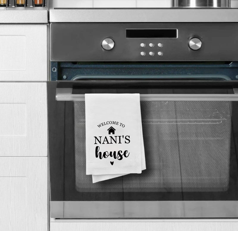 PXTIDY Nani Gift Grandma Kitchen Towel Welcome to Nanis House Grandmother Gifts from Grandkids (WELCOME to NANI'S house) - Image 3