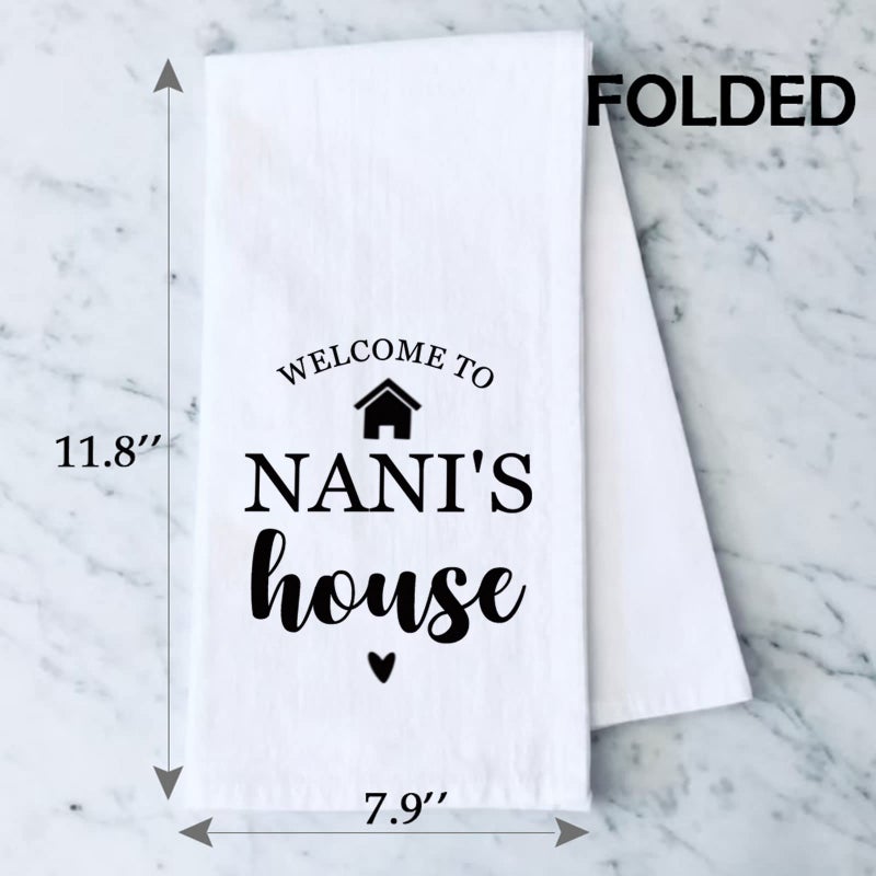 PXTIDY Nani Gift Grandma Kitchen Towel Welcome to Nanis House Grandmother Gifts from Grandkids (WELCOME to NANI'S house) - Image 2
