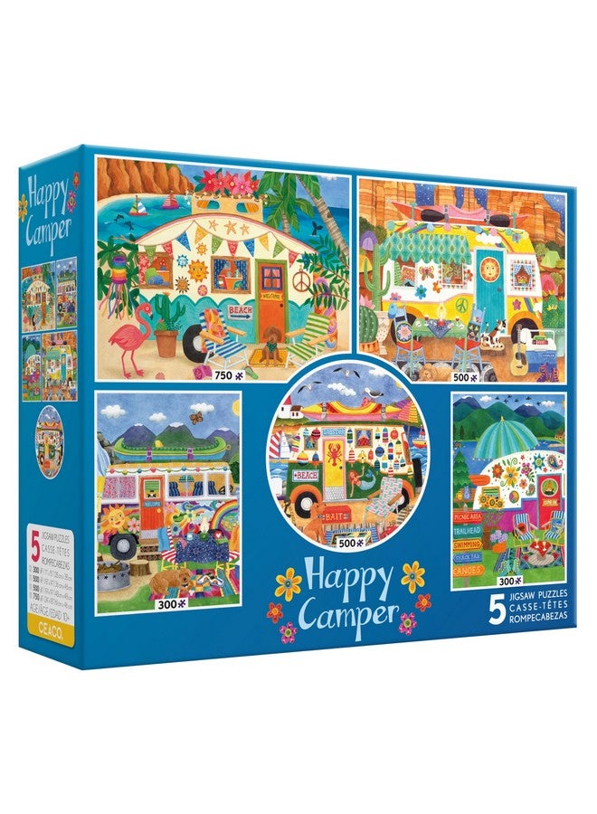 سيكو Ceaco - عبوة متعددة 5 في 1 - Happy Camper - (2) 300 قطعة، (2) 500 قطعة، (1) 750 قطعة من ألغاز الصور المقطوعة - Image 2